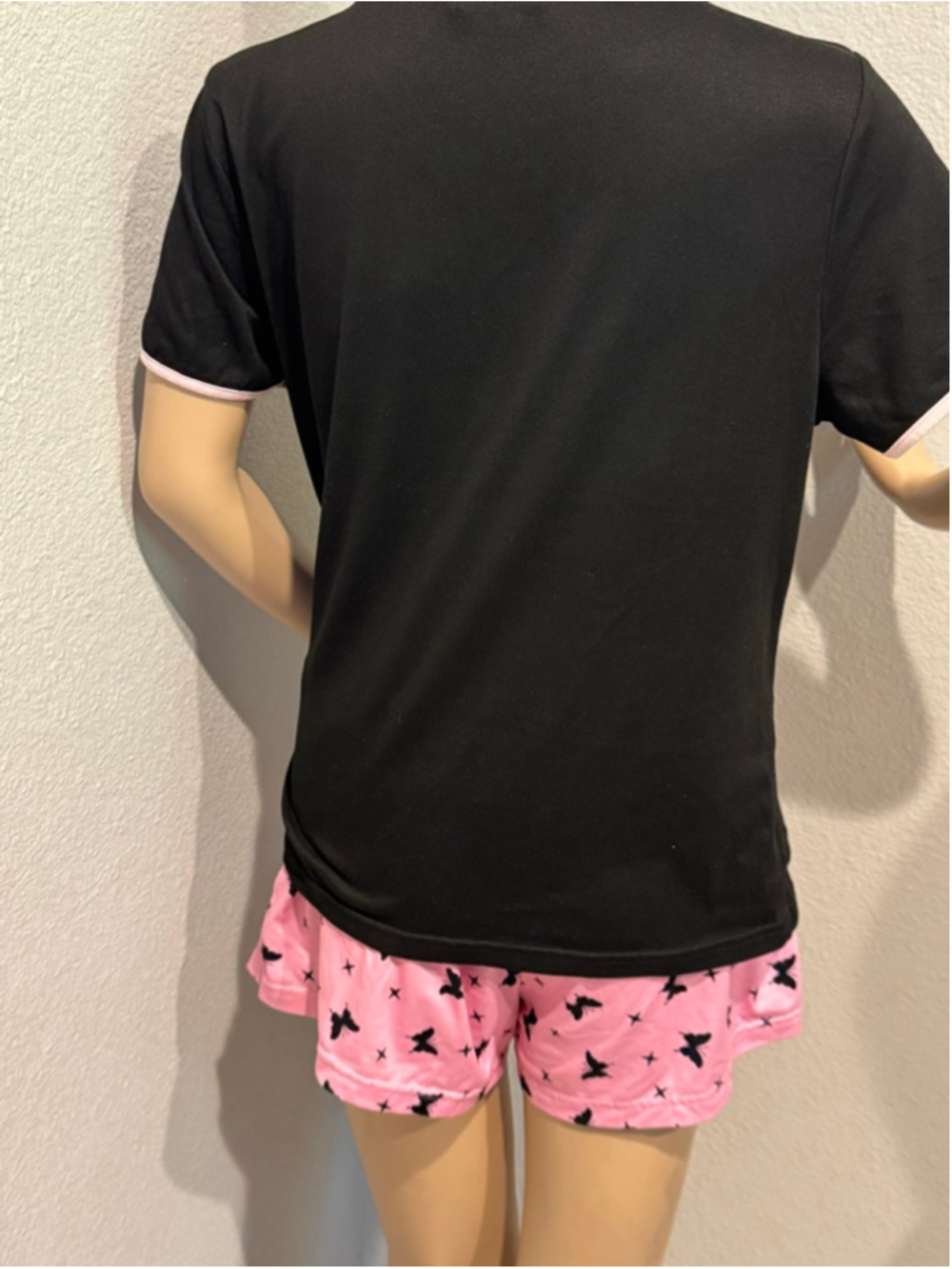 Women's EKOUAER Black Pink Butterfly Pajama Set M - Picture 5 of 12